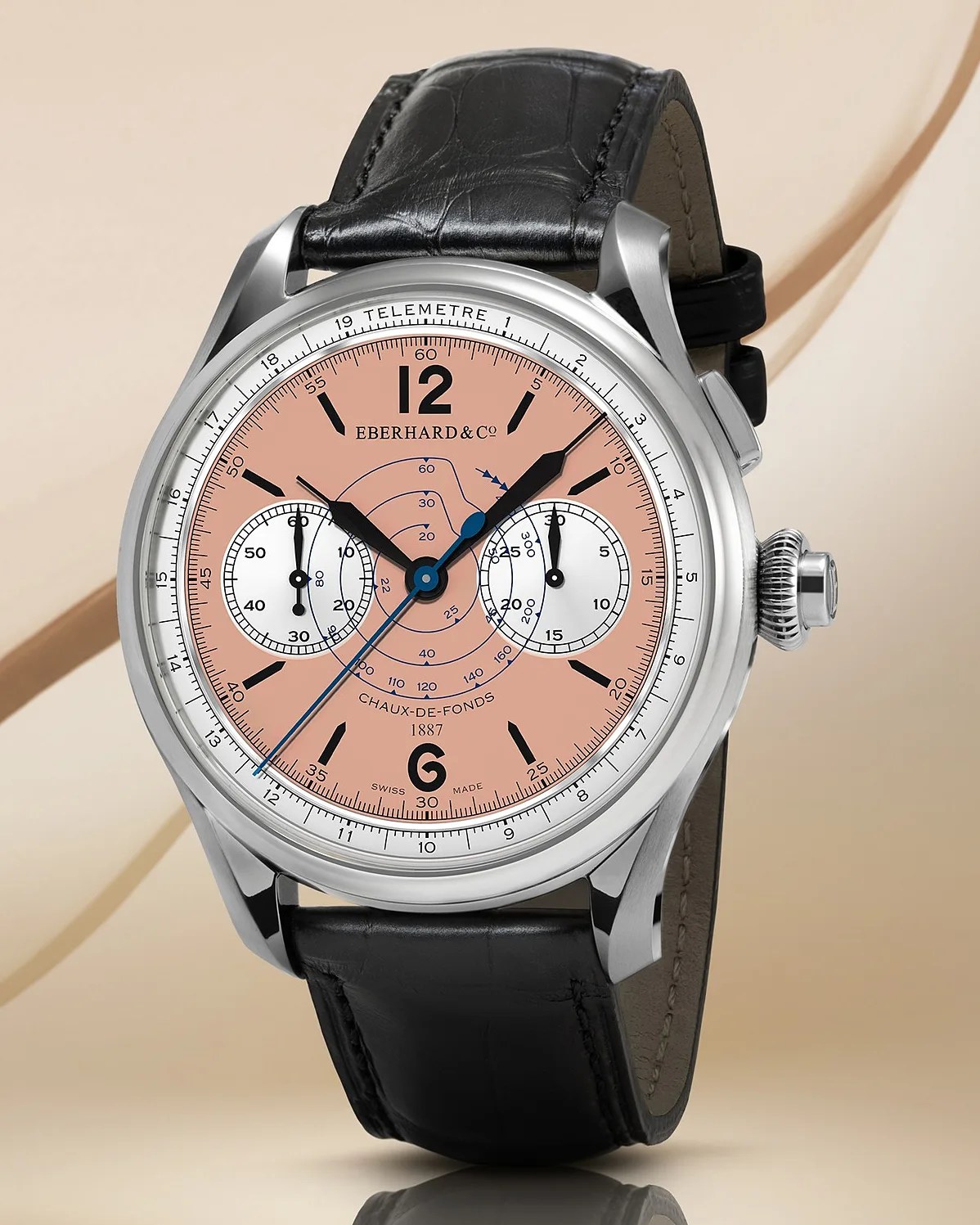 an Eberhard & Co. watch with a salmon dial