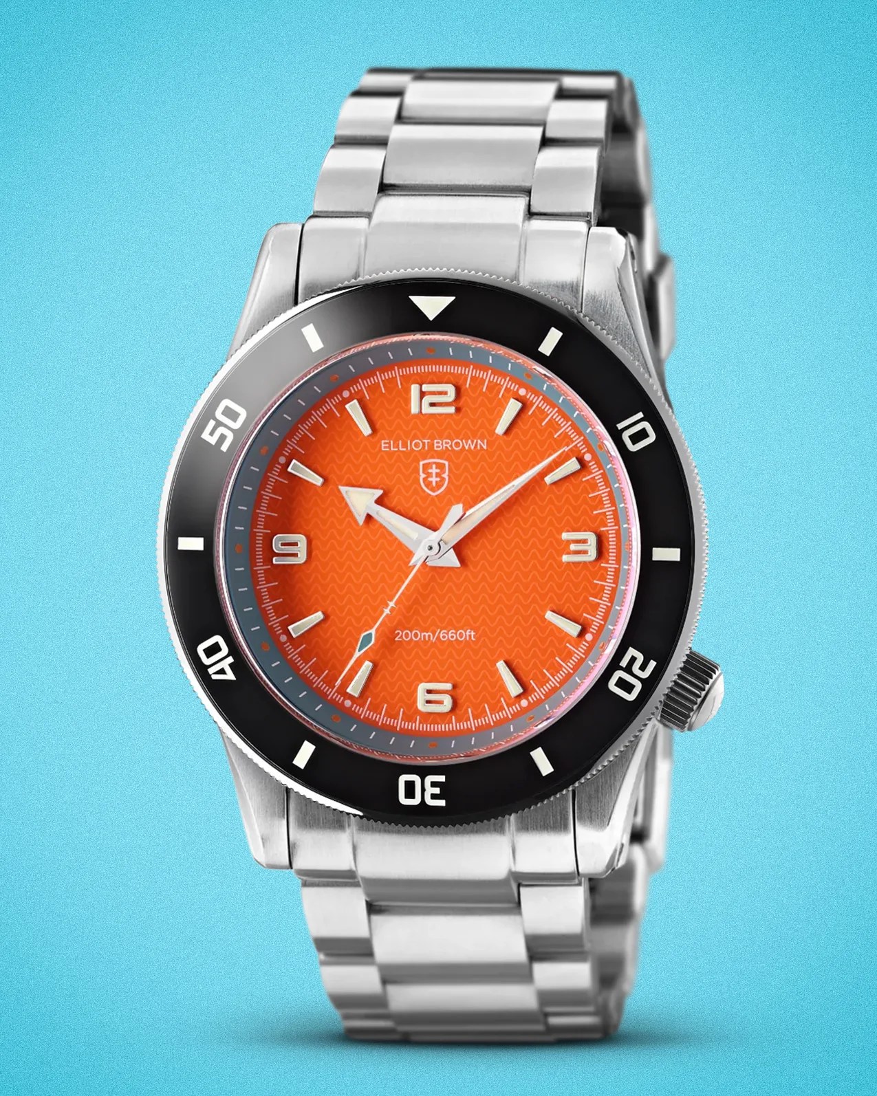 a steel Elliot Brown dive watch