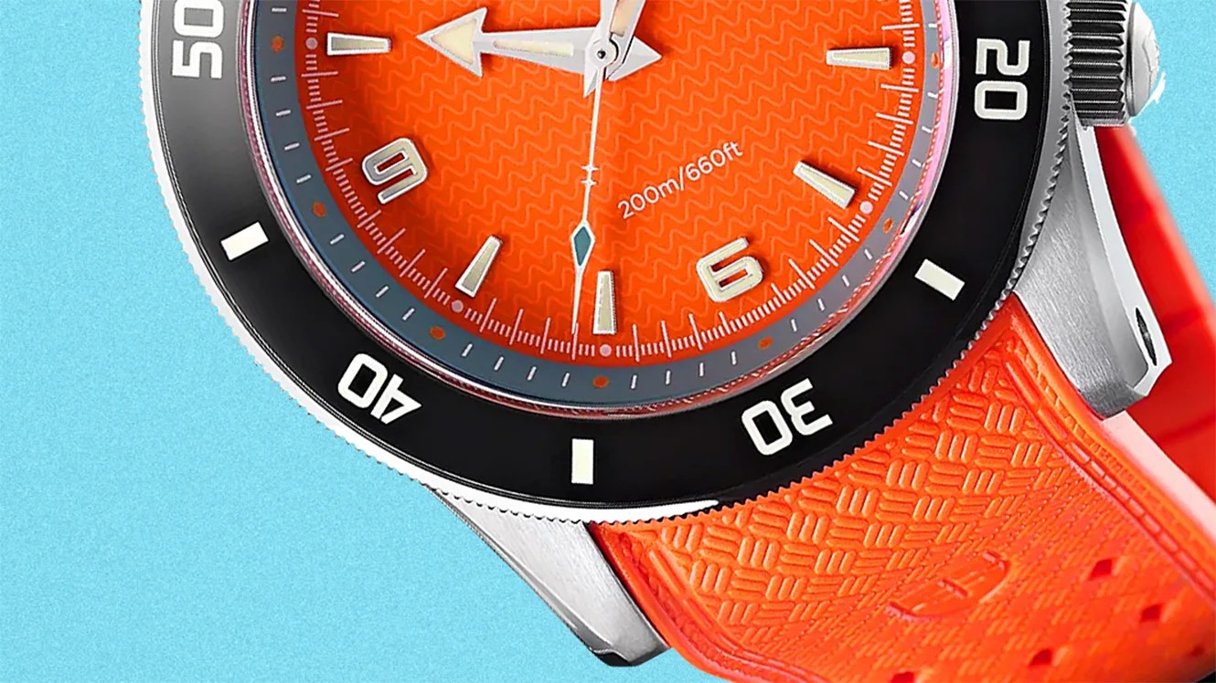 the dial of an Elliot Brown dive watch
