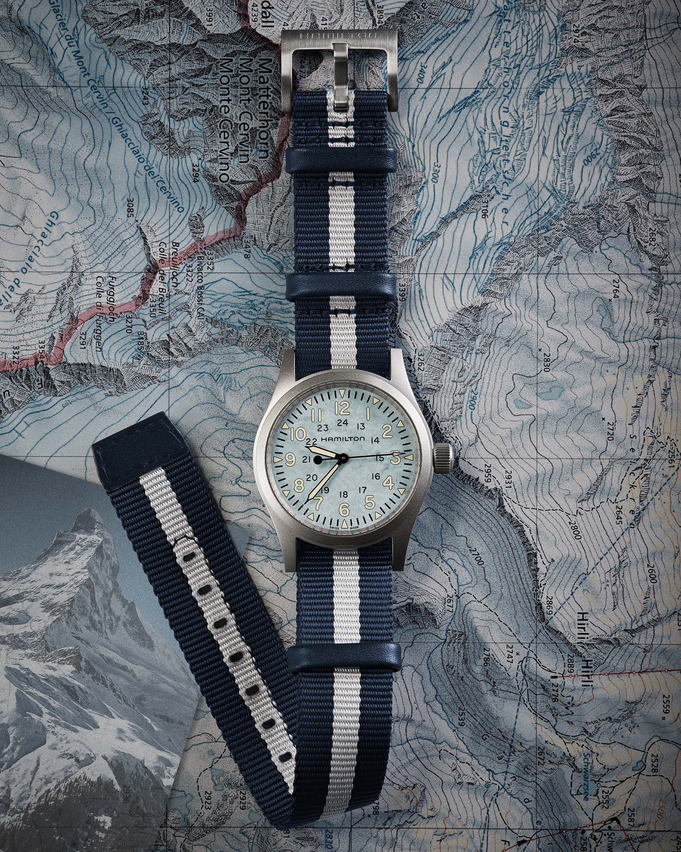 the dial of a Hamilton field watch