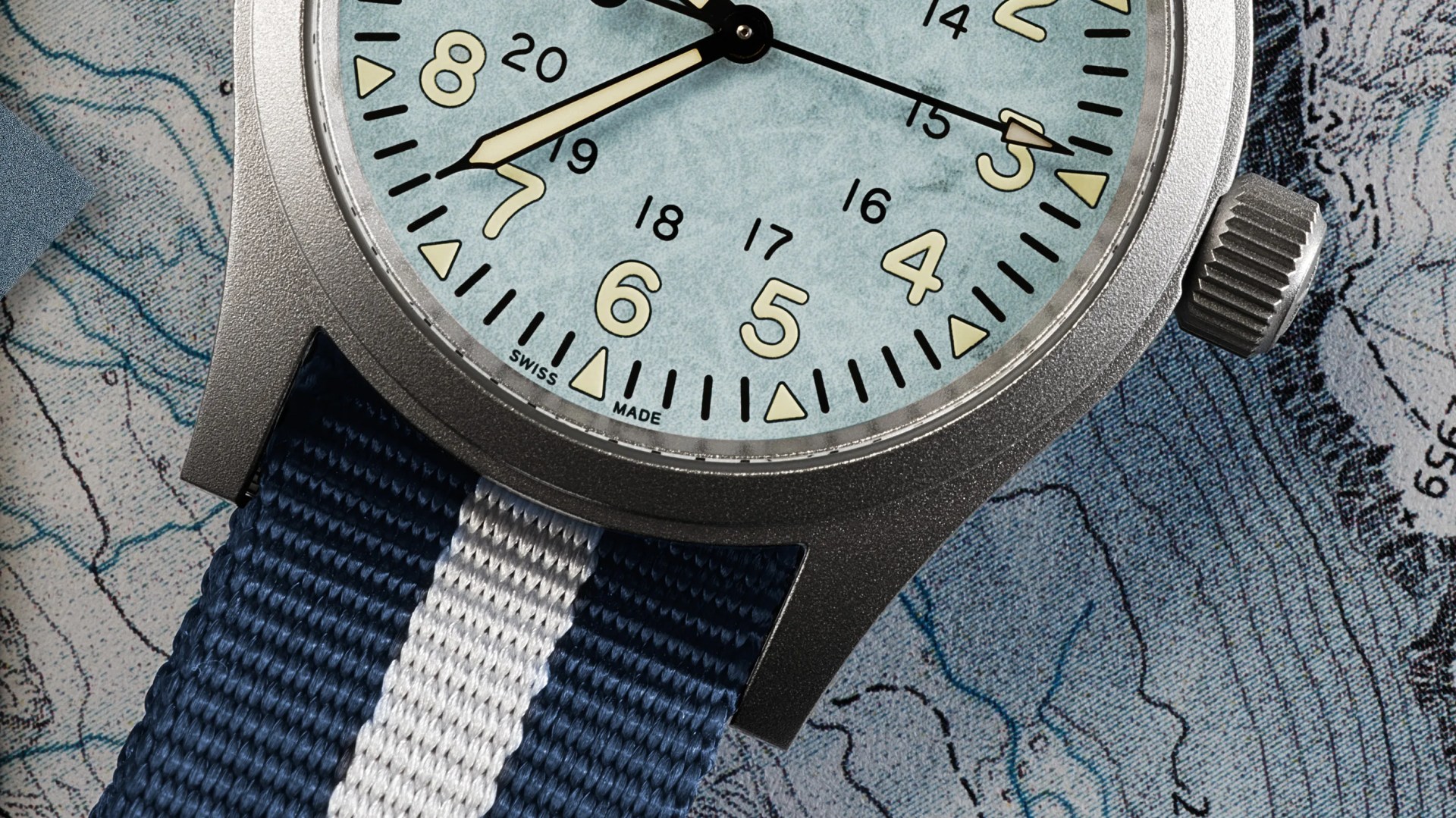 the dial of a Hamilton field watch