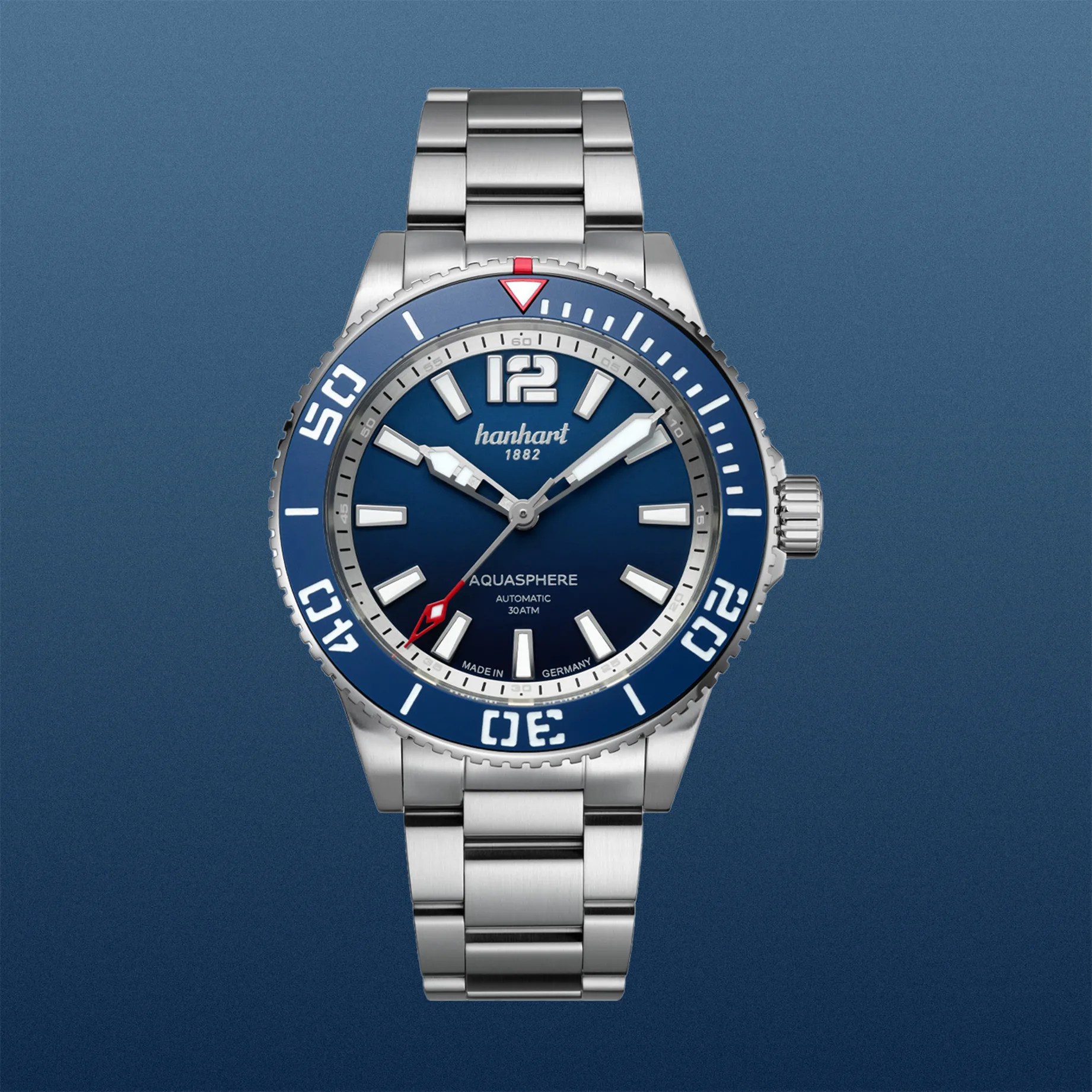 a blue Hanhart dive watch