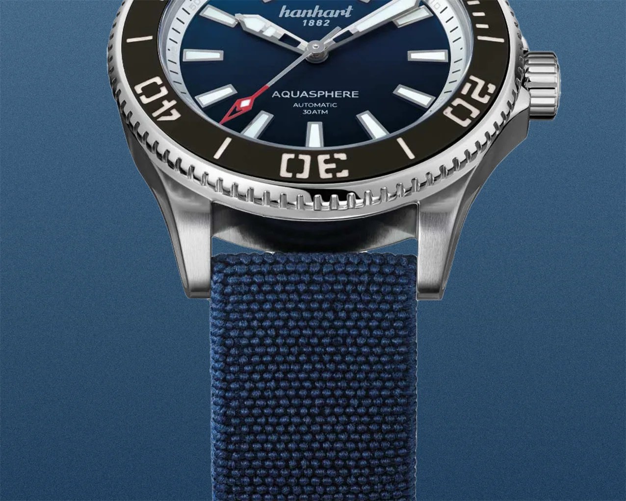 a blue and black Hanhart dive watch