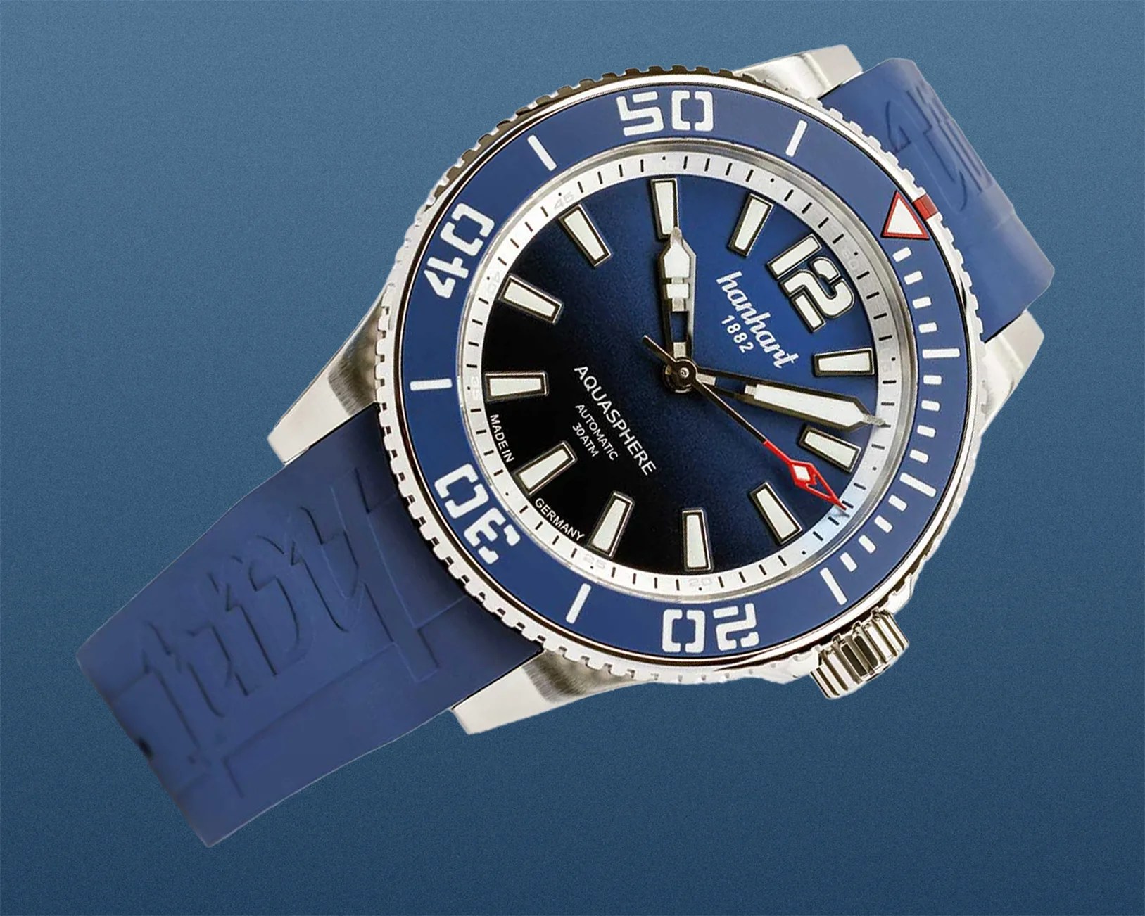 a blue Hanhart dive watch
