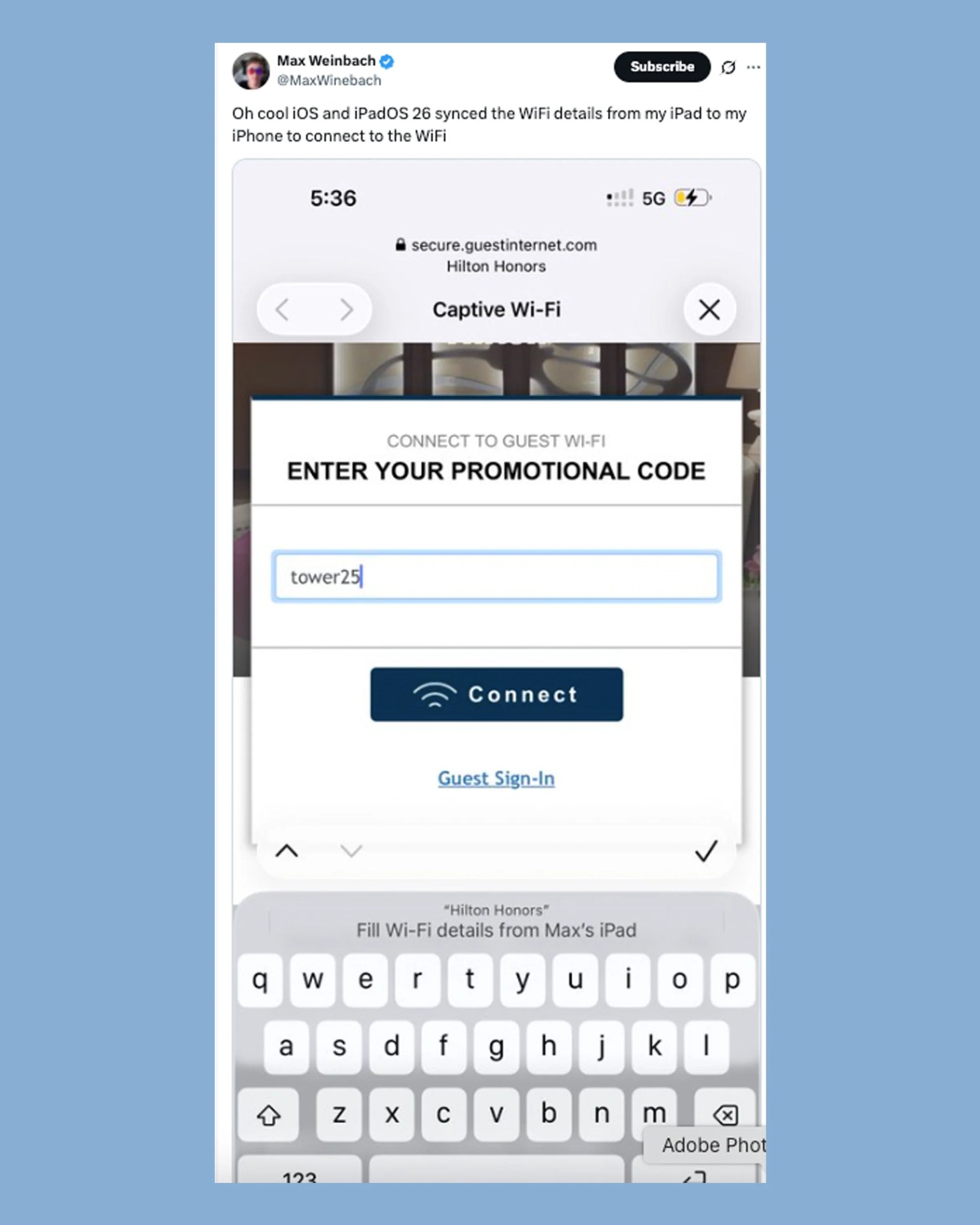 iOS 26 Wi-Fi login feature