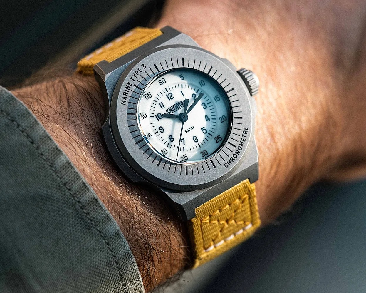 a Laventure watch on a man's wrist