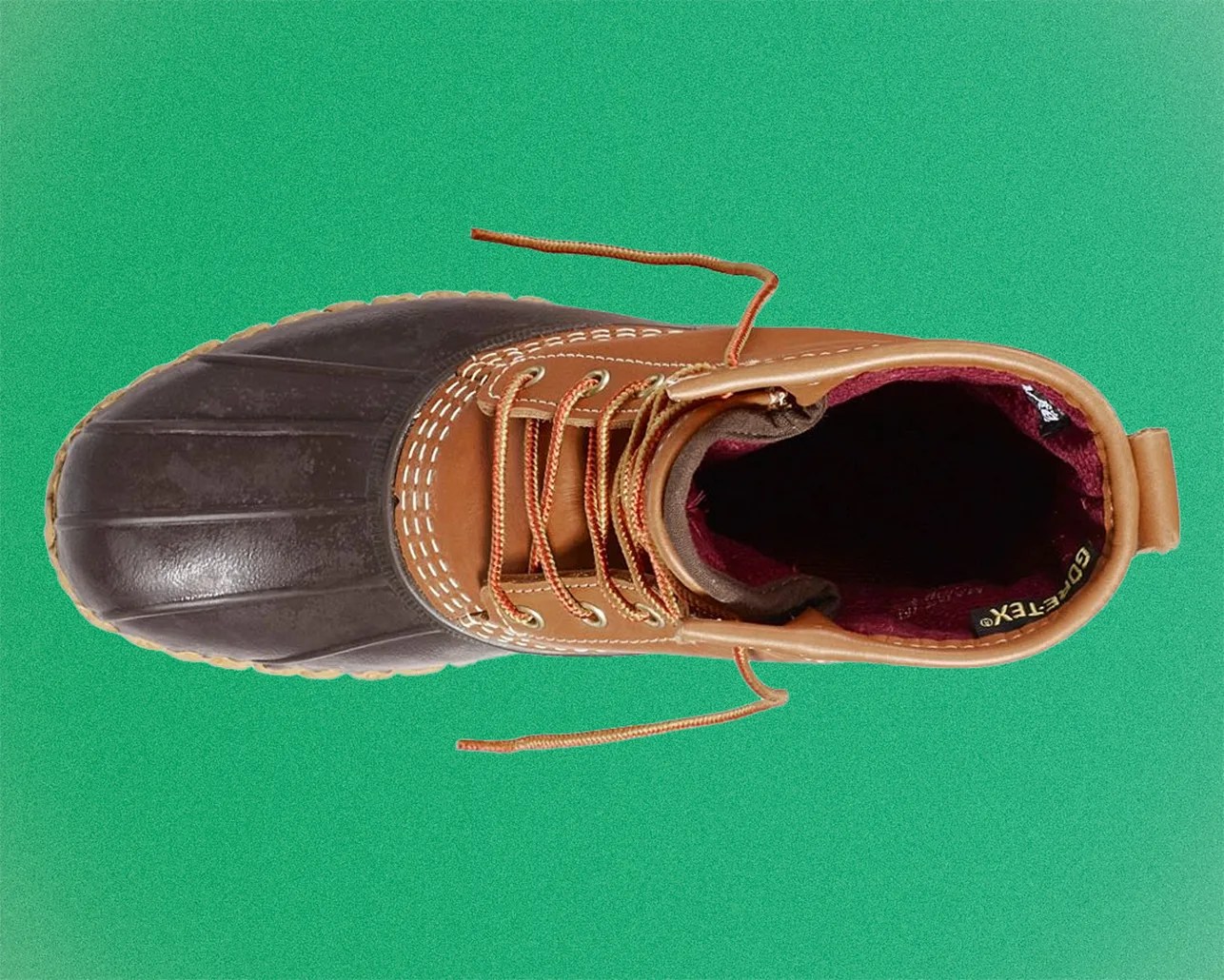 an LL Bean Bean Boot from the top
