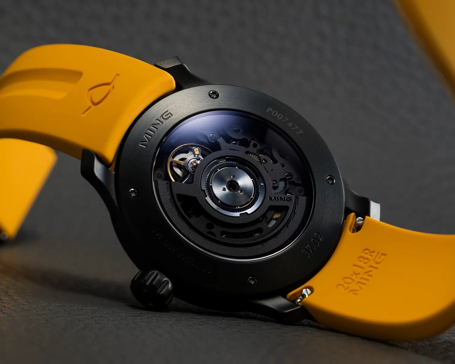 the caseback of a ming watch