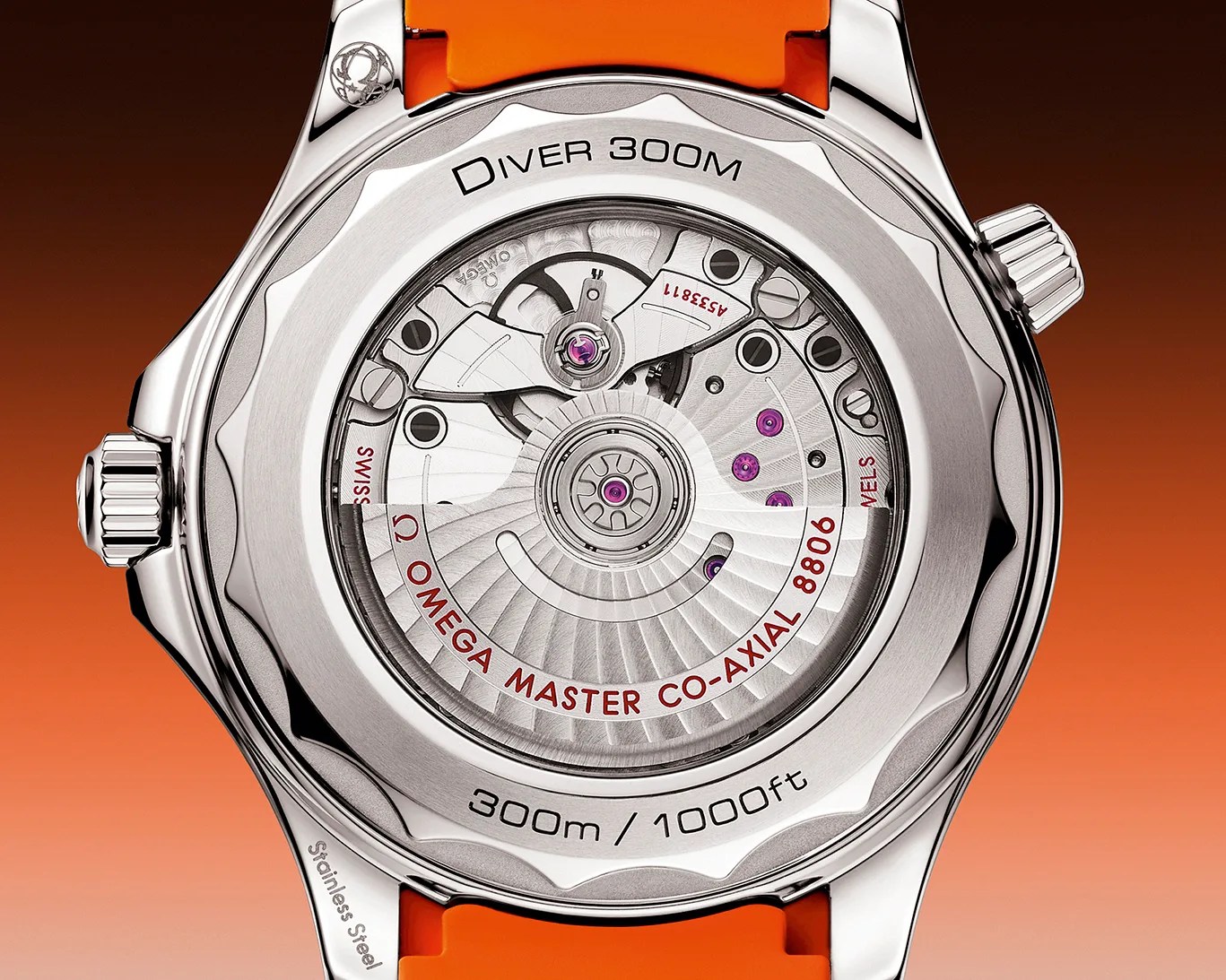 the back of an Omega dive watch