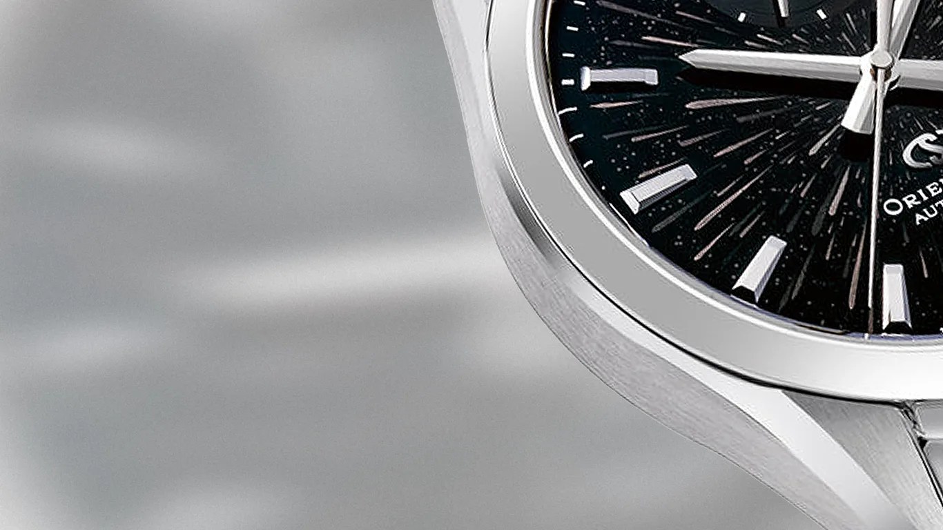 a closeup of an orient star watch