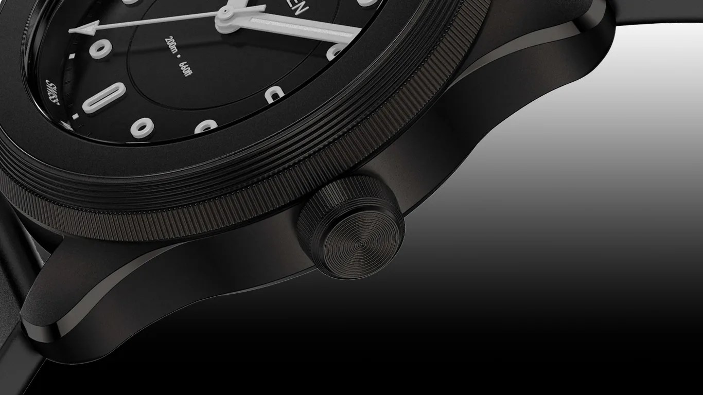 a closeup of a peren dive watch