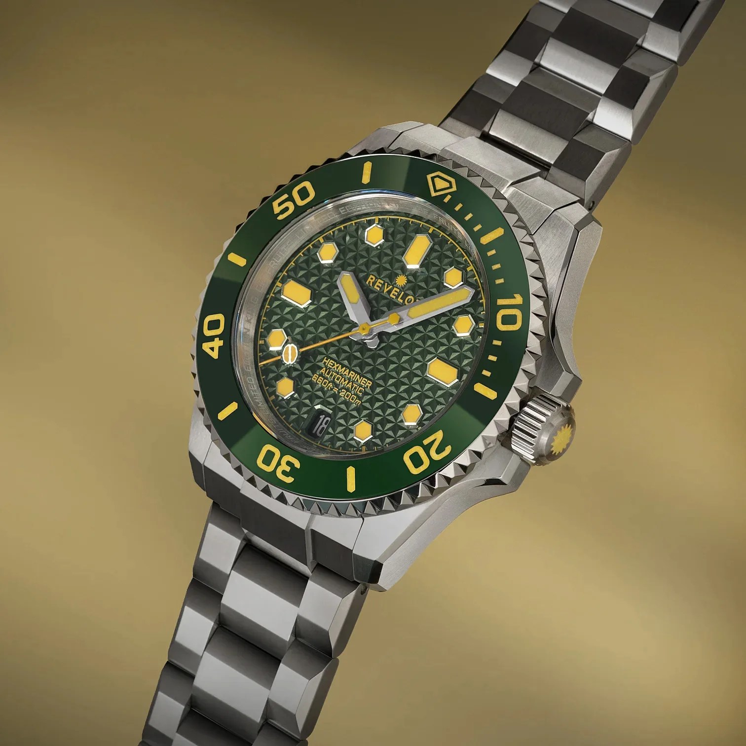 a green Reveolt dive watch