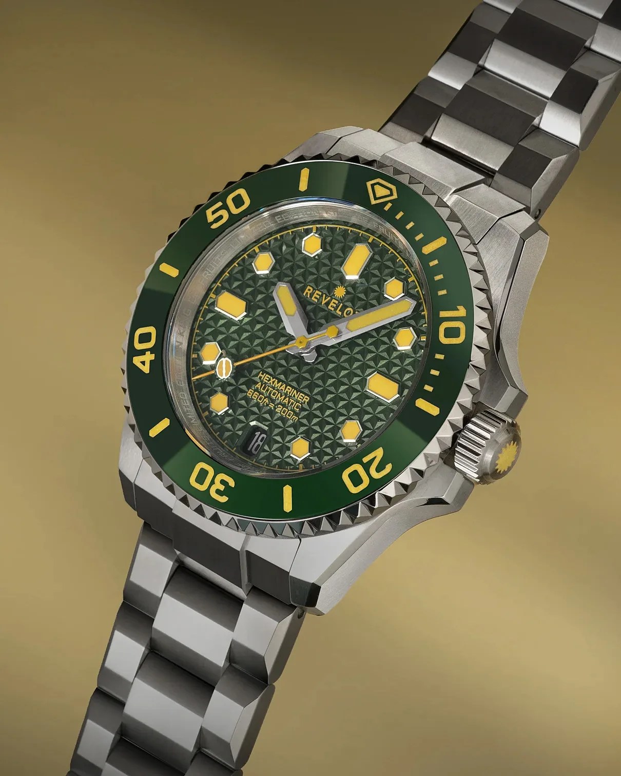 a green Reveolt dive watch