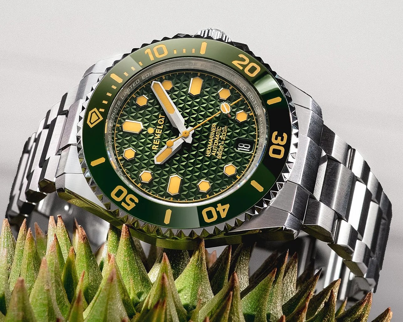 a green Reveolt dive watch