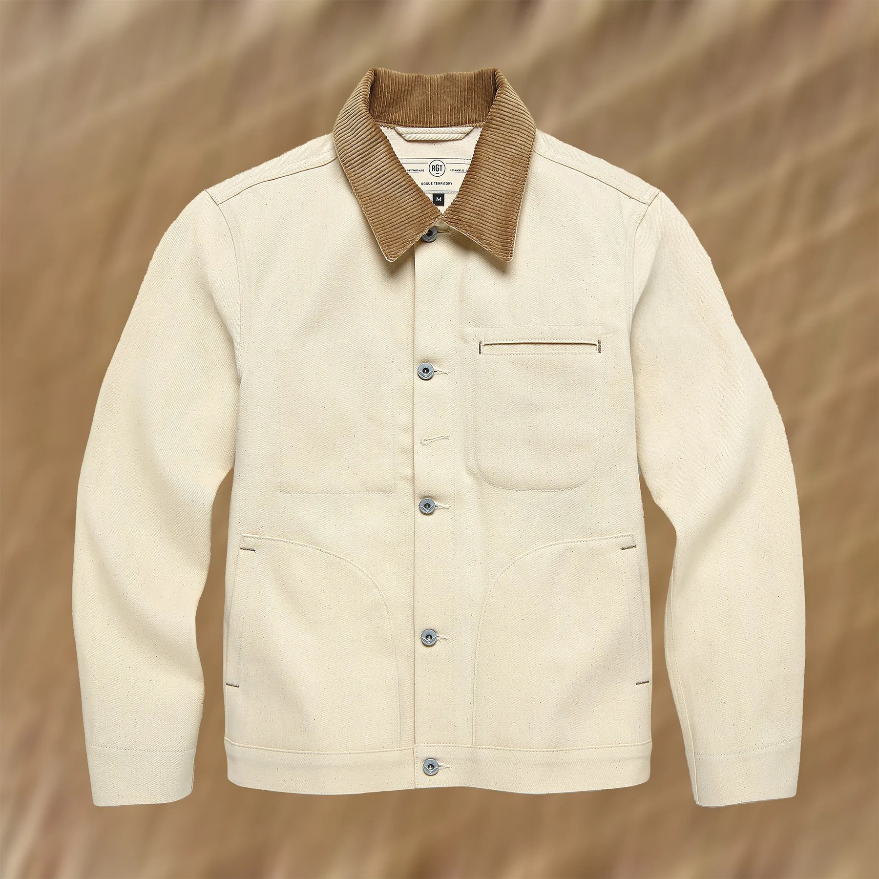 An RGT cord collar supply jacket in Japanese ecru denim