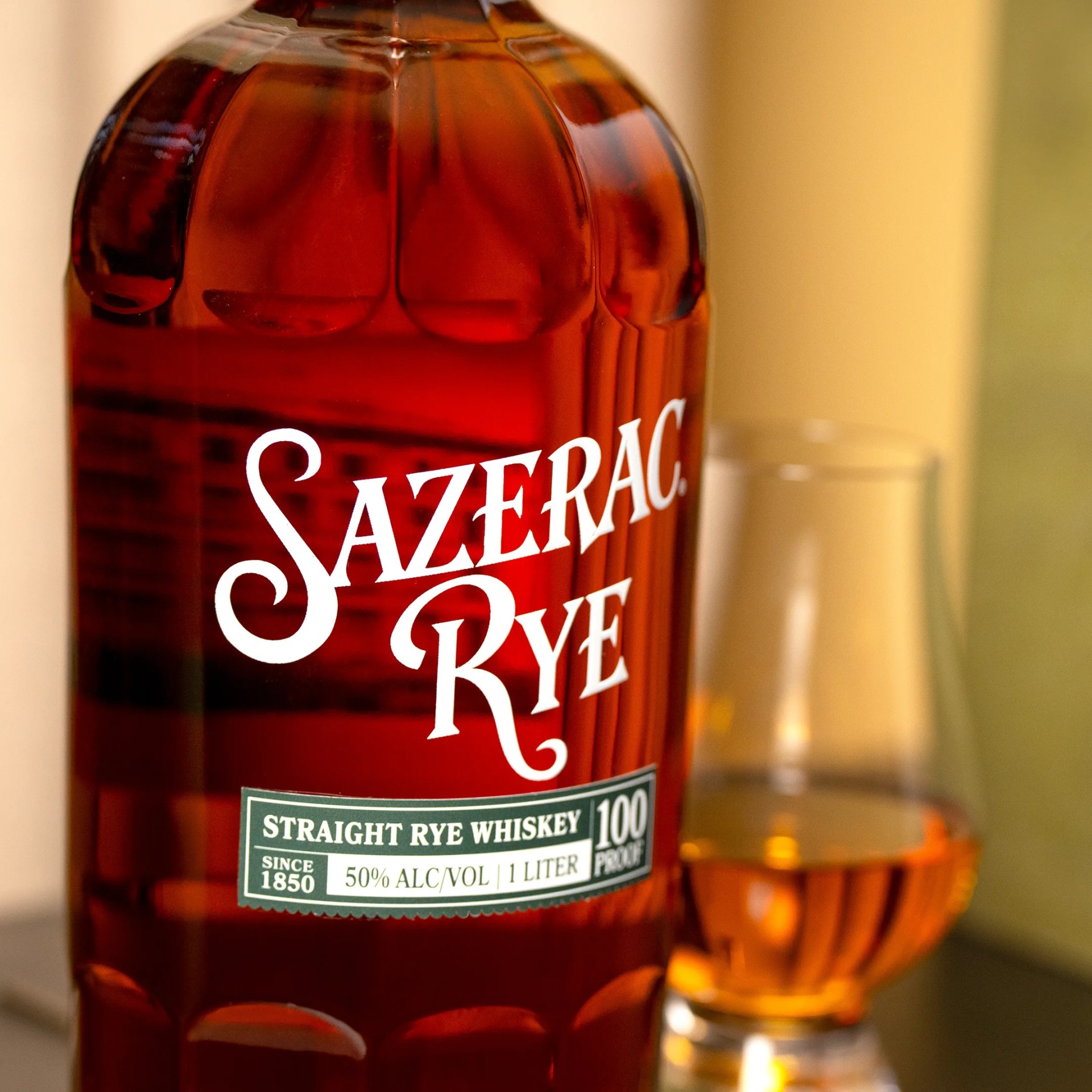 a bottle of sazerac rye whiskey