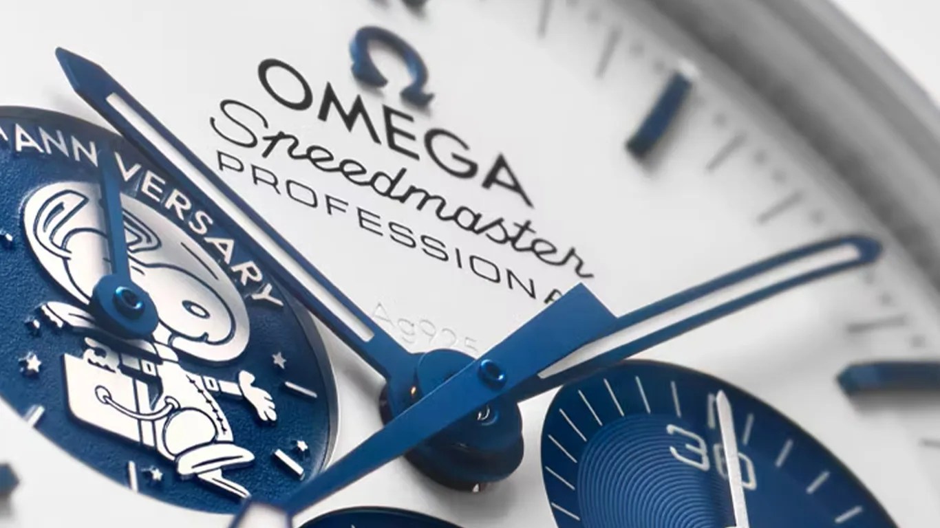 a closeup of an omega watch dial