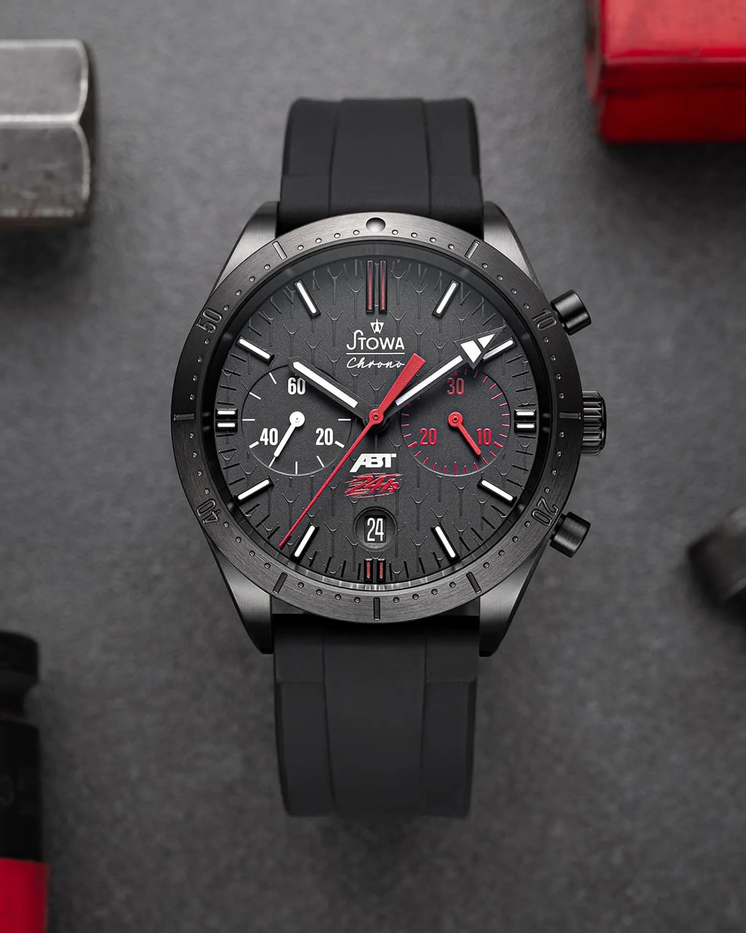 a black Stowa watch