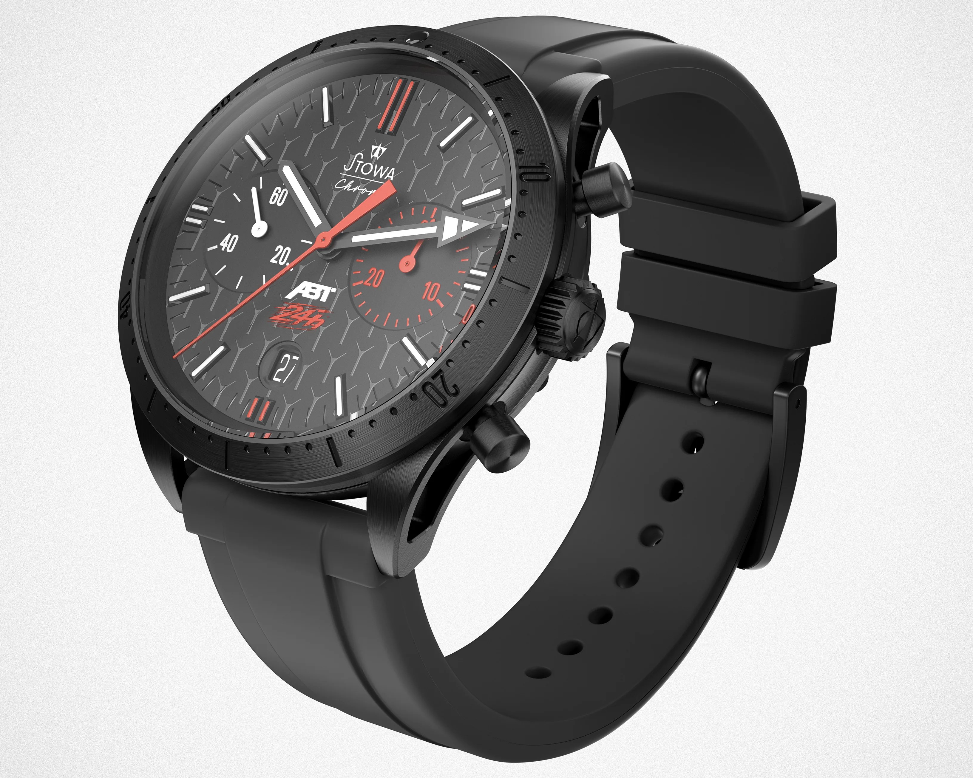 a black Stowa chronograph watch