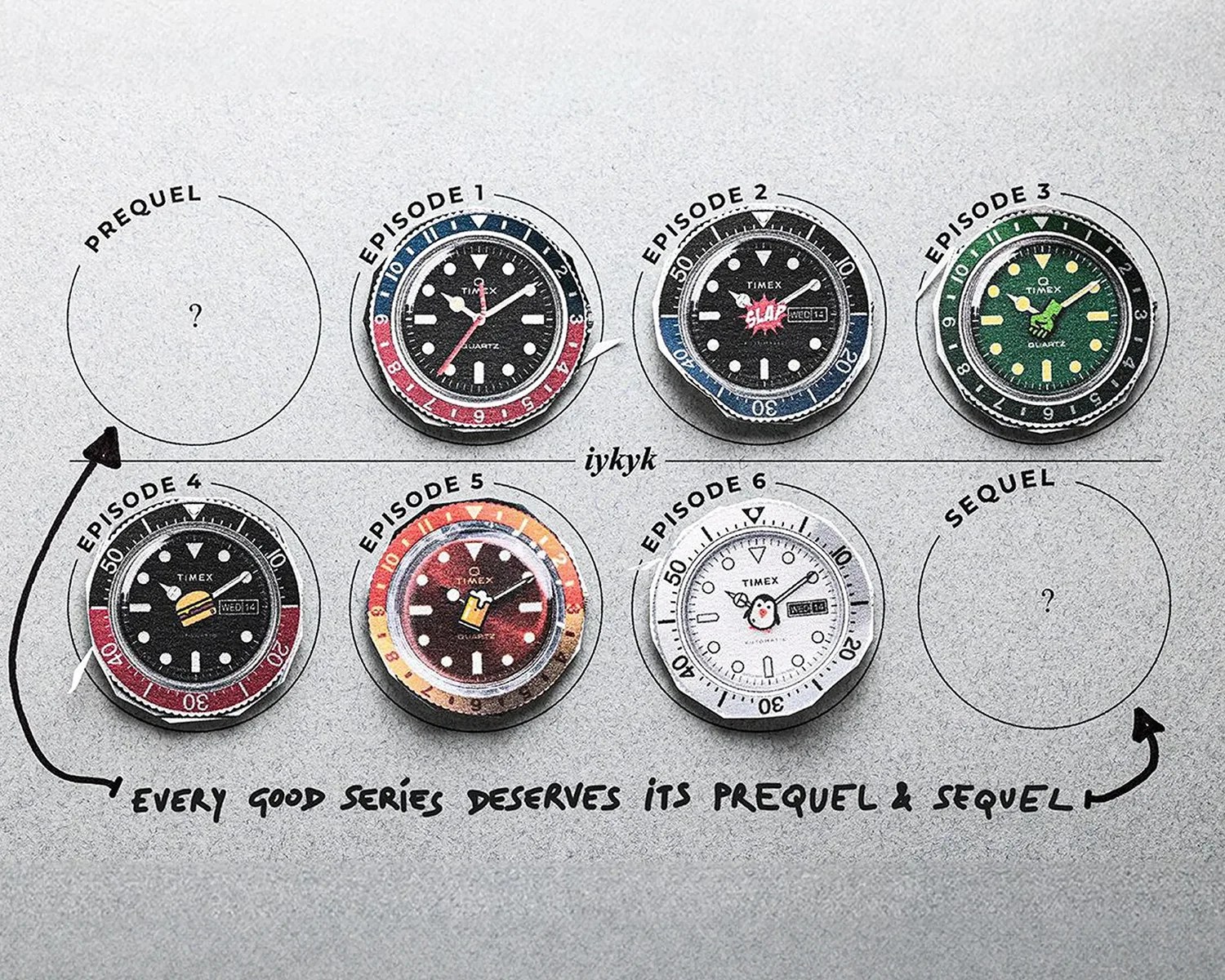 a series of a timex watch dials