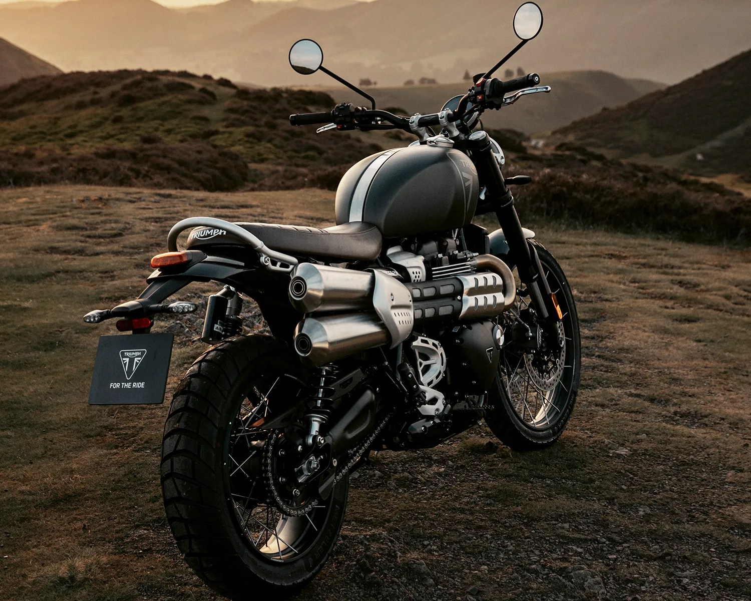 triumph scrambler 1200 x matte khaki green rear view