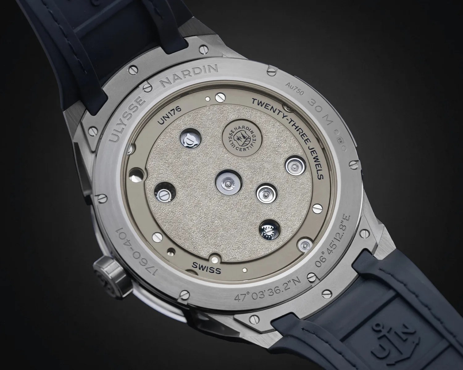 the caseback of a ulysse nardin watch