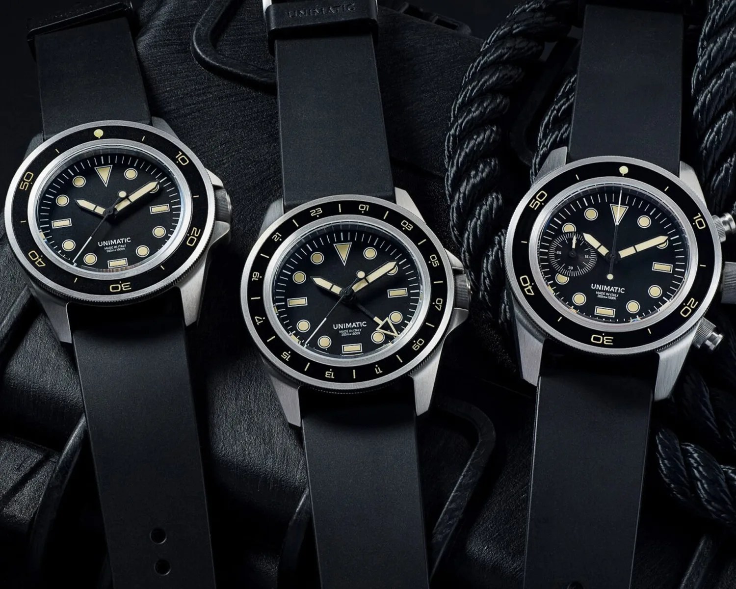 three unimatic tool watches