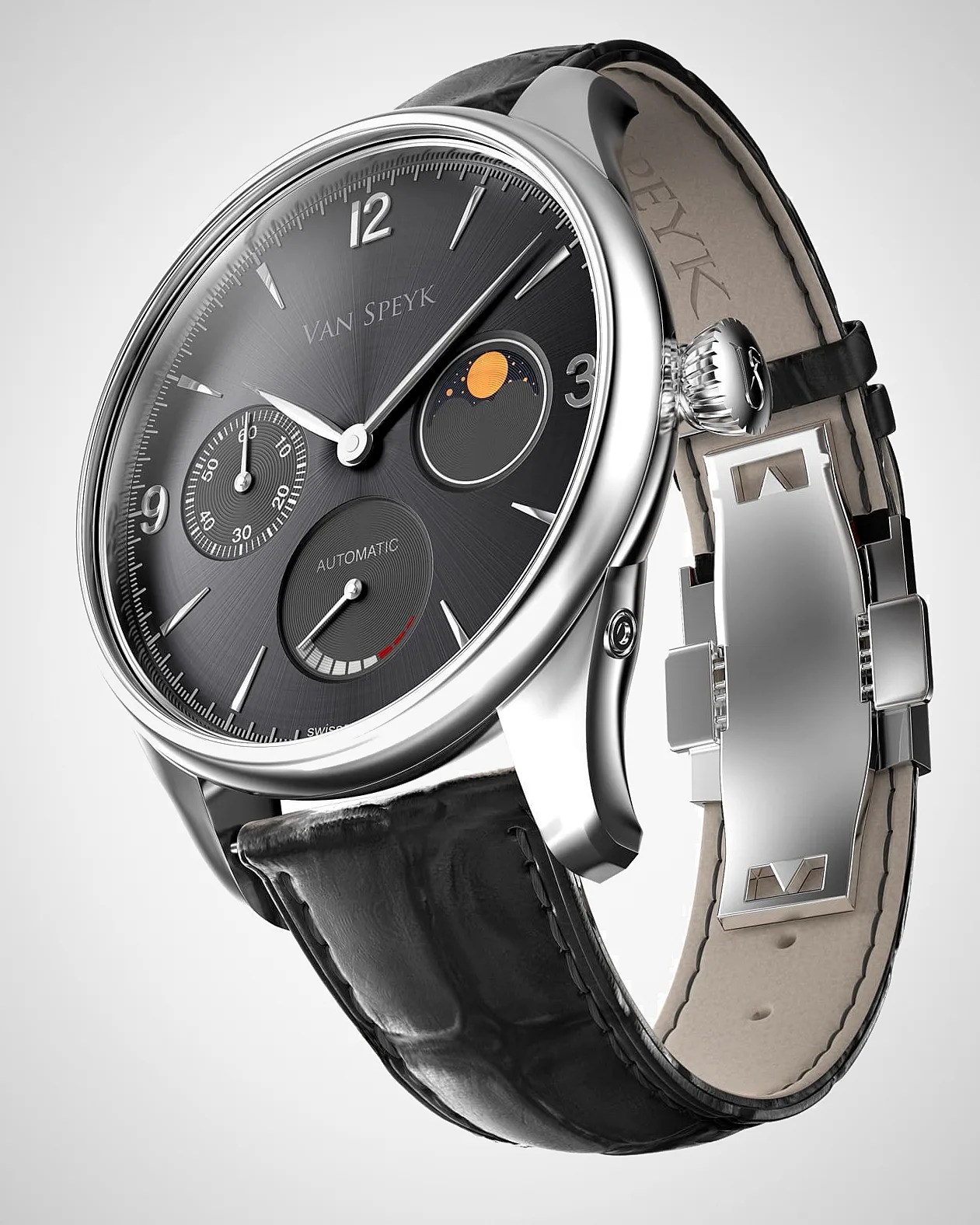 a black Van Speyk dress watch