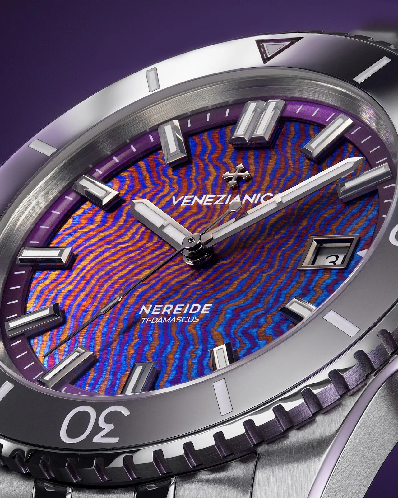 the dial of a Venezianico dive watch