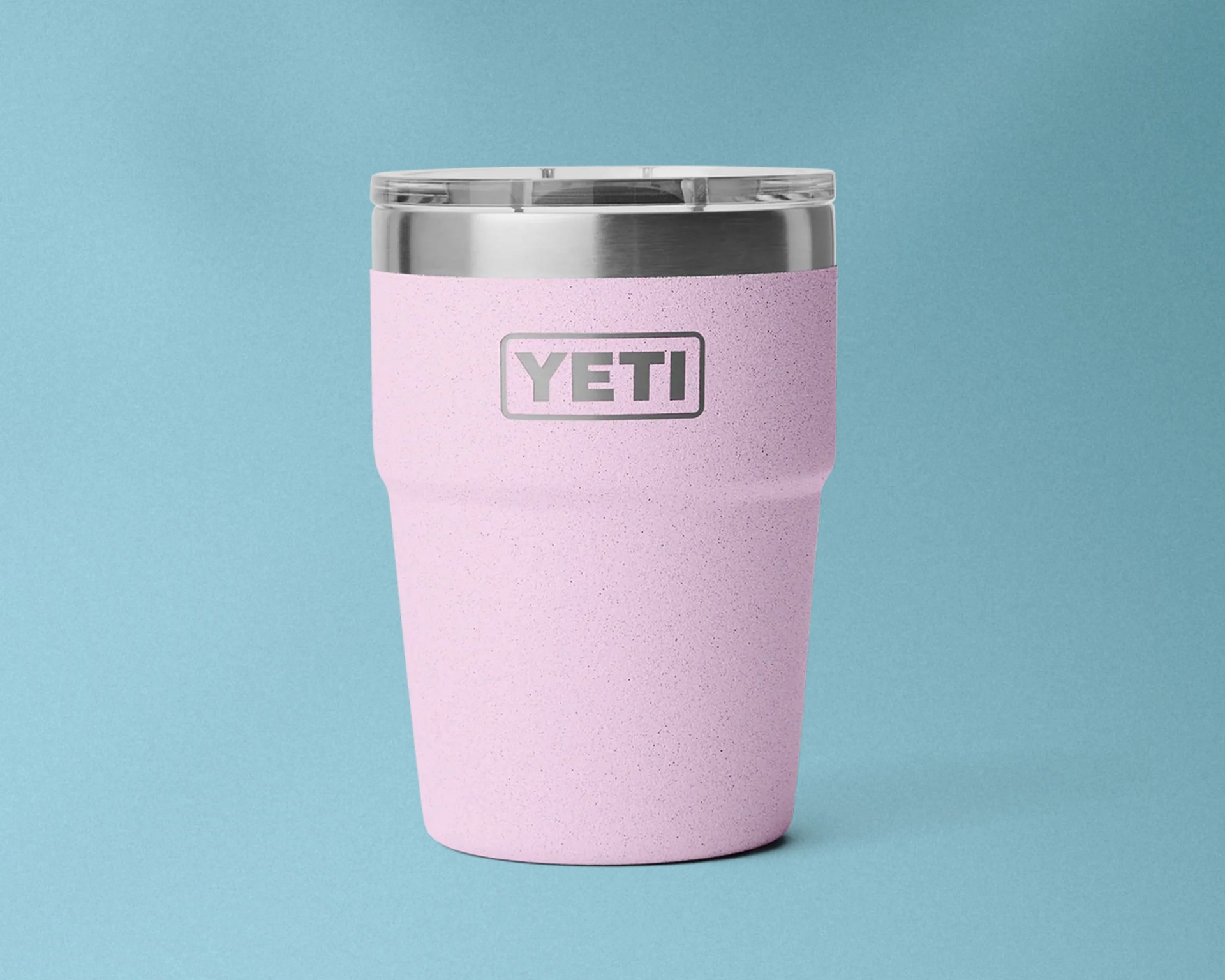 pink Yeti Rambler with textured finish