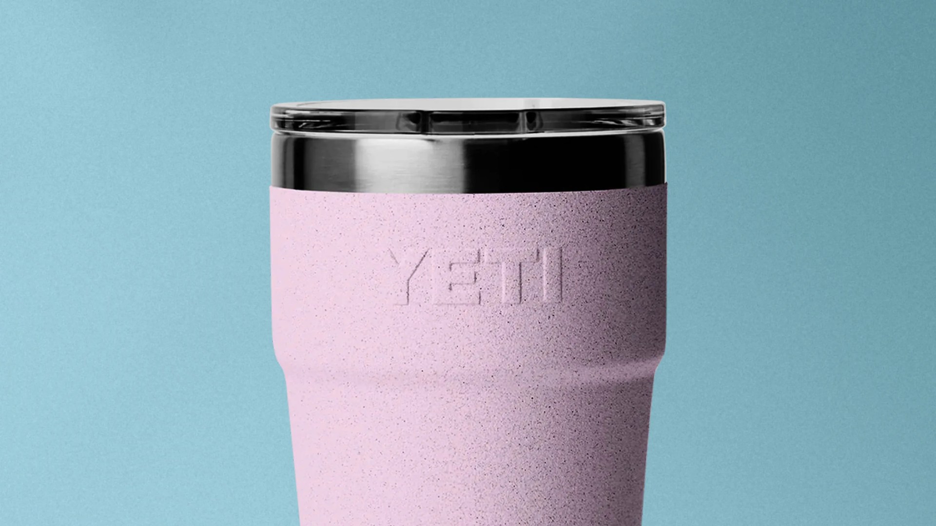 pink Yeti Rambler with textured finish