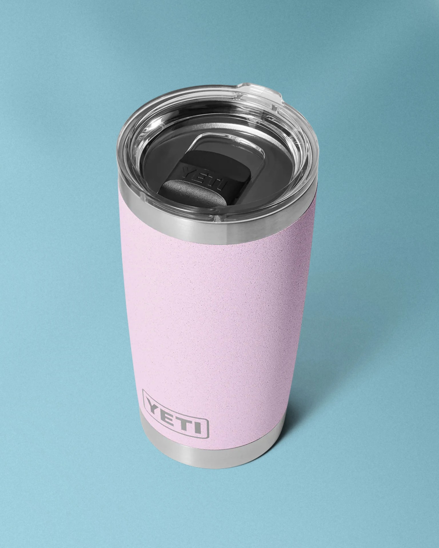 pink Yeti Rambler with textured finish