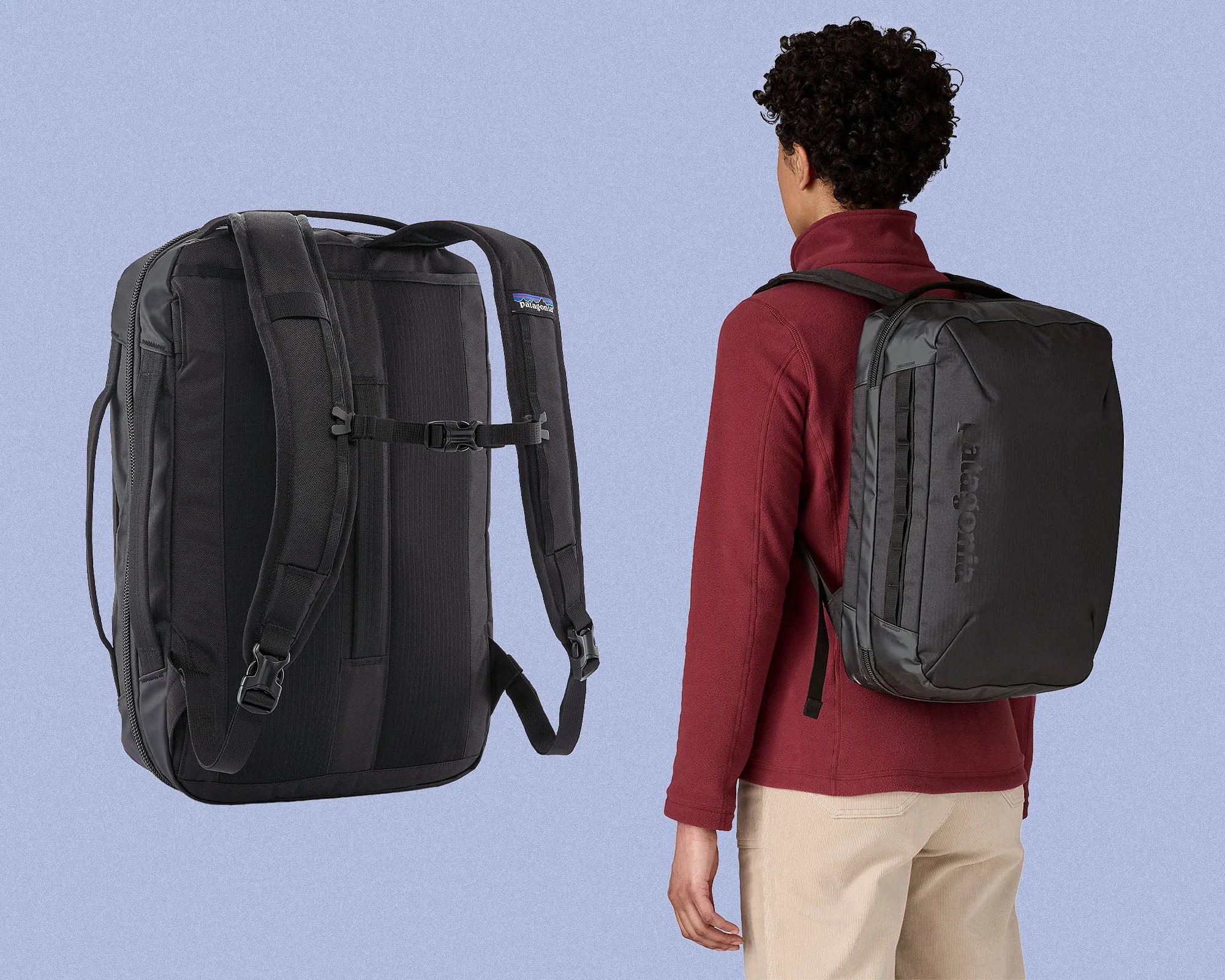 Patagonia Black Hole Micro MLC Backpack straps and on back