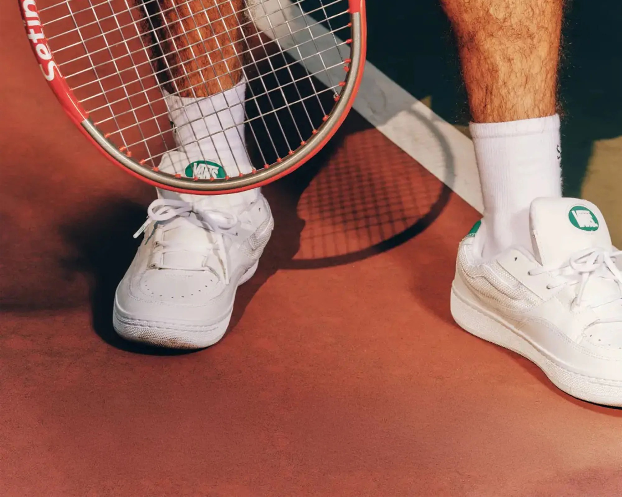 Vans x Setinn Capsule Collection sneakers closeup on tennis court