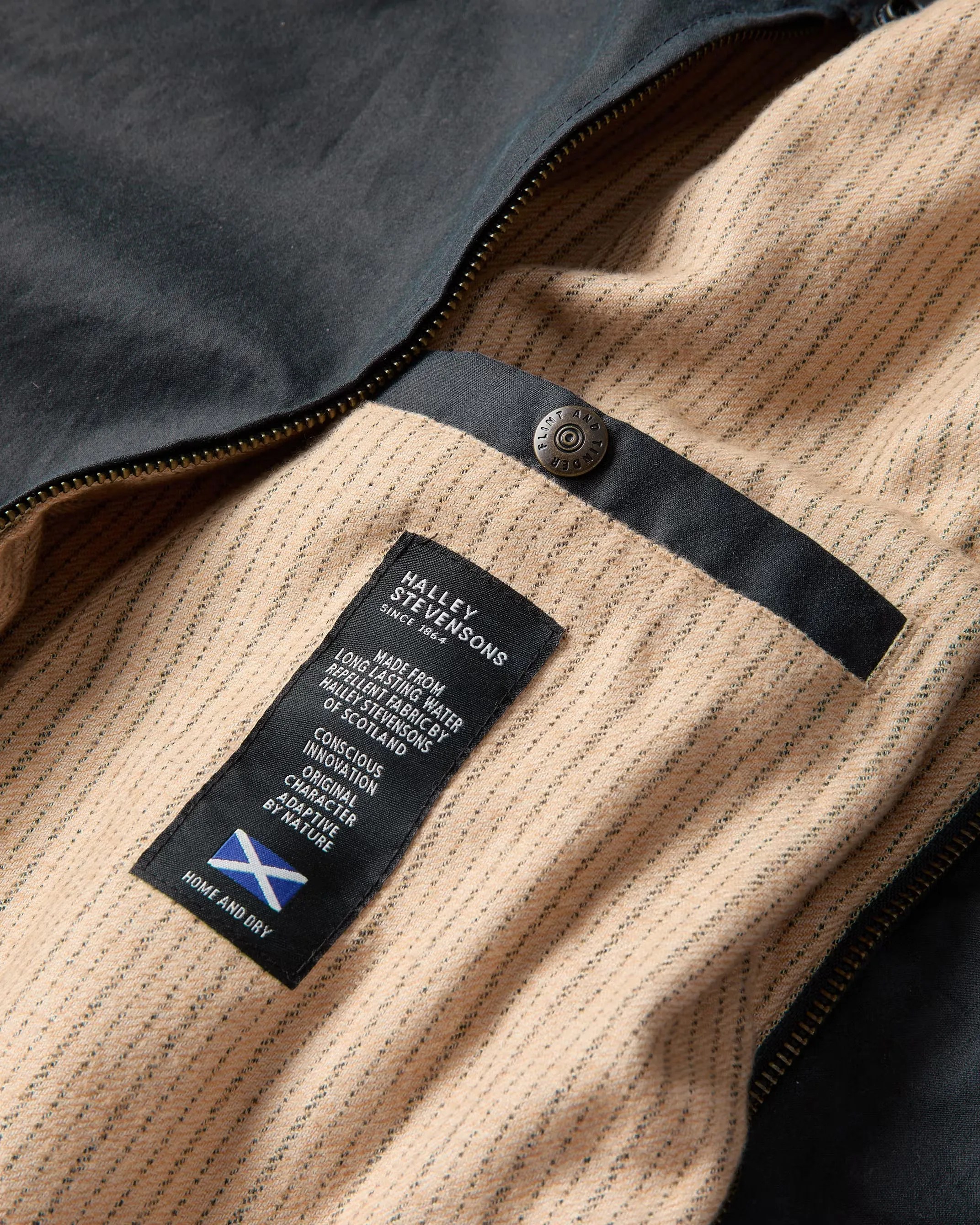 the inside pocket of a harrington jacket
